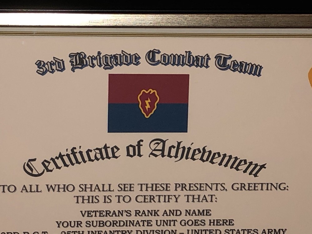 3RD B.C.T. / 25TH INFANTRY DIVISION (COMMEMORATIVE CERTIFICATE)