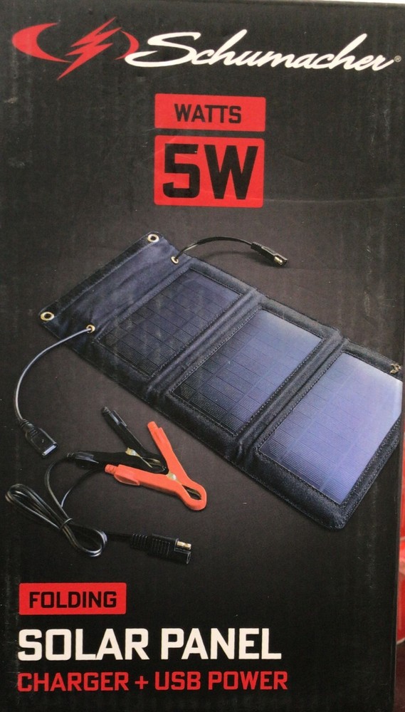 Schumacher 5 Watts Folding Solar Panel Charger + USB Power (A6)