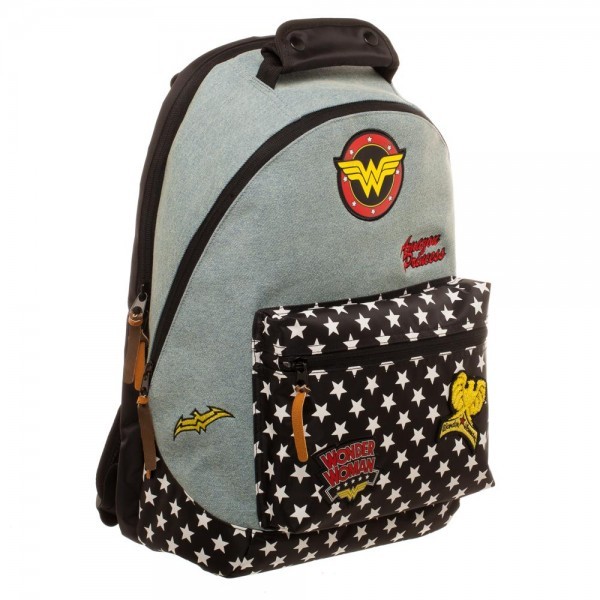 DC Comics Wonder Woman DURABLE Denim Backpack w/ Patches