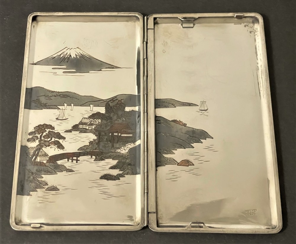 Antique Japanese 950 Silver Engraved Cigarette Case