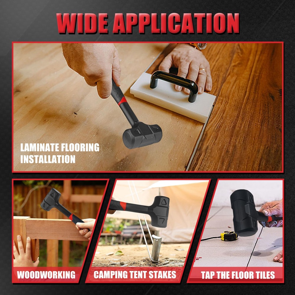 YIYITOOLS 3-Piece Dead Blow Hammer Set, Black