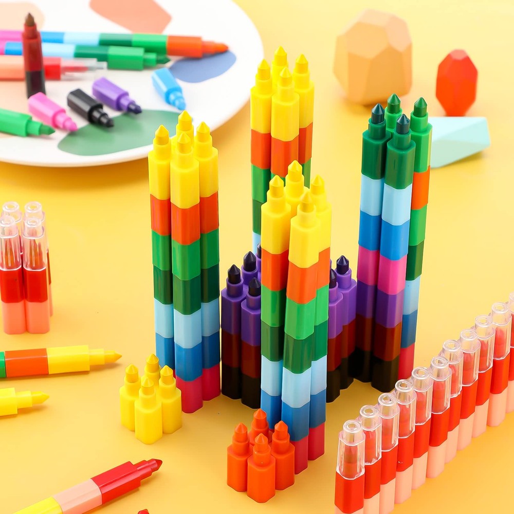 20 Pcs Stackable Crayons Stacking Buildable Crayons Colorful Stackable Pencils