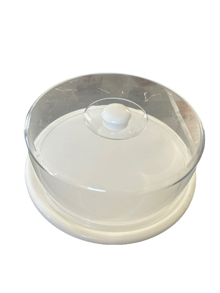 Rotating (lazy susan)  White Plastic Cake Stand