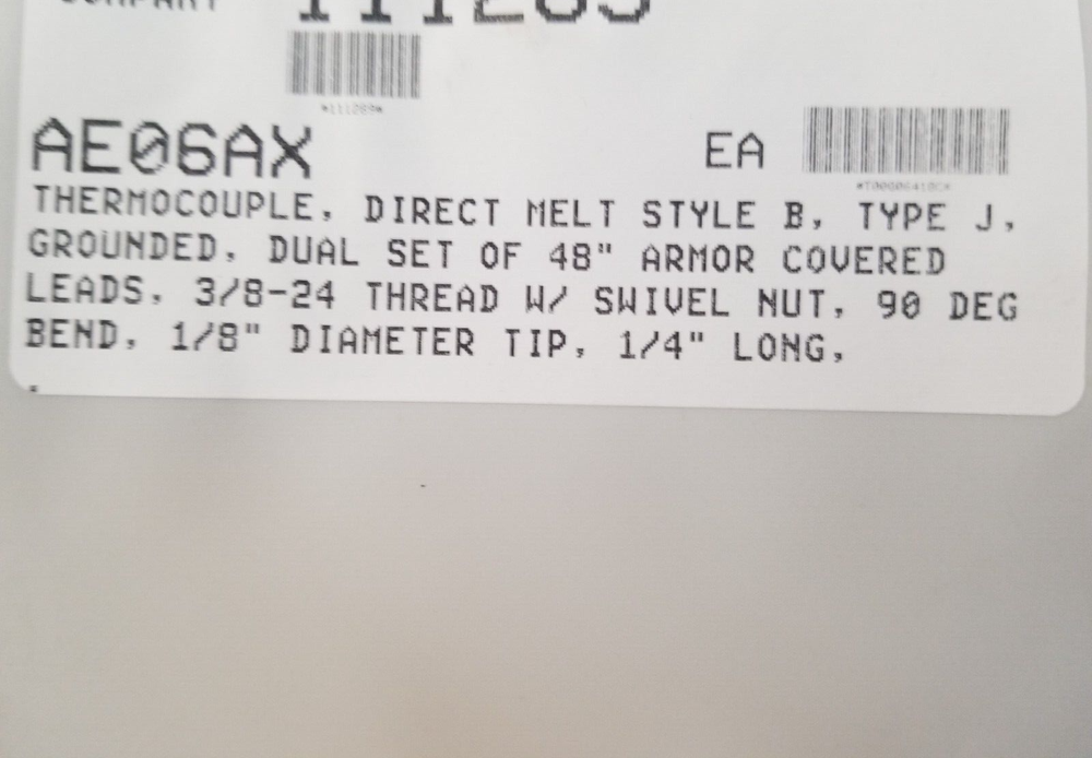 Thermocouple Direct Melt Style B, Type J