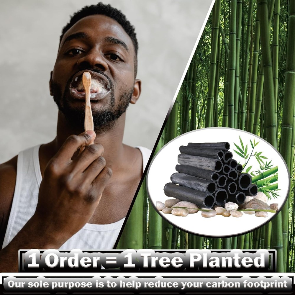 Bamboo Toothbrushes 2 Pc or 10 Pack Biodegradable Soft Medium Charcoal Bristles