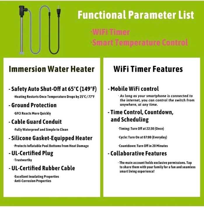 2000W Water Heater for Hot Tub & Pool – Portable Elec.....