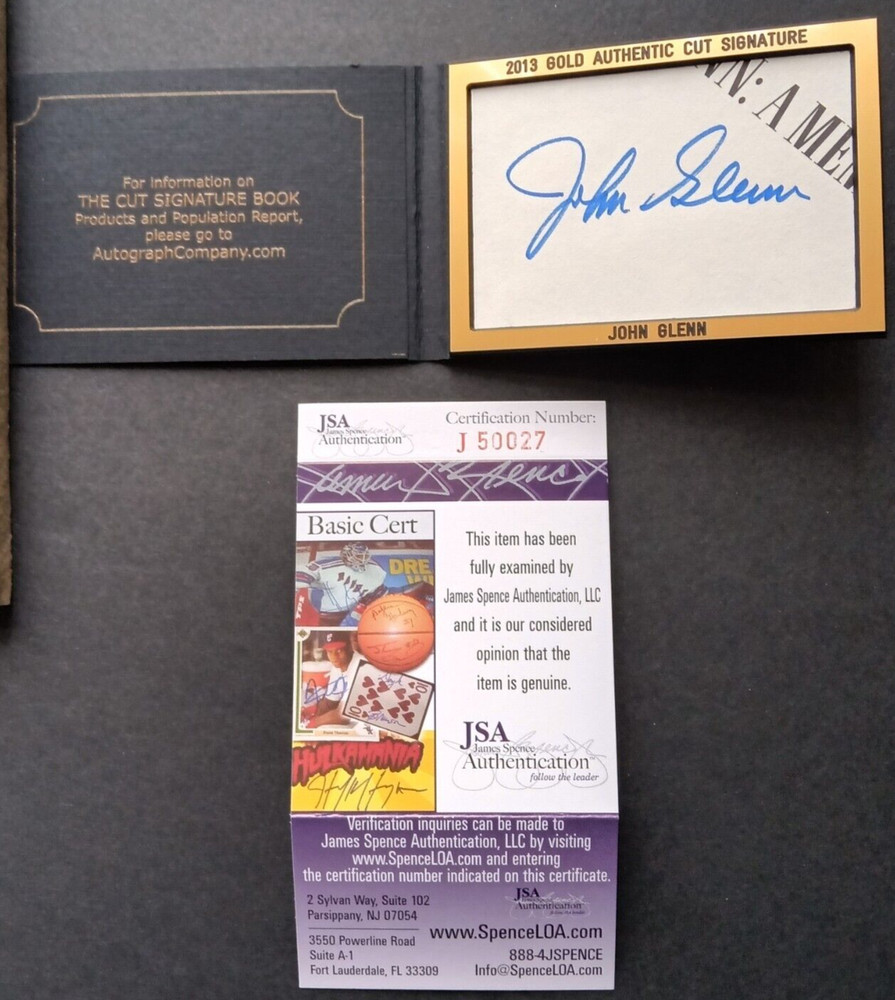 John Glenn - JSA Authenticated Cut Autograph Display