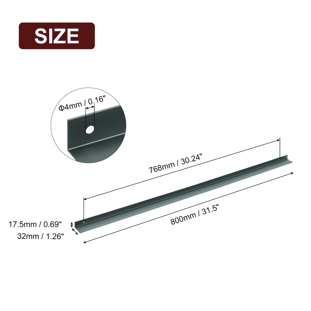 Cabinet Edge Finger Pull, 2pcs 800mm / 31.5" Hidden Cabinet Pulls, Gray