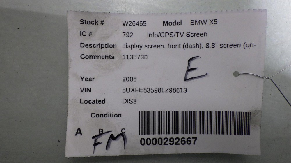 08 BMW X5 Info Screen 1138730