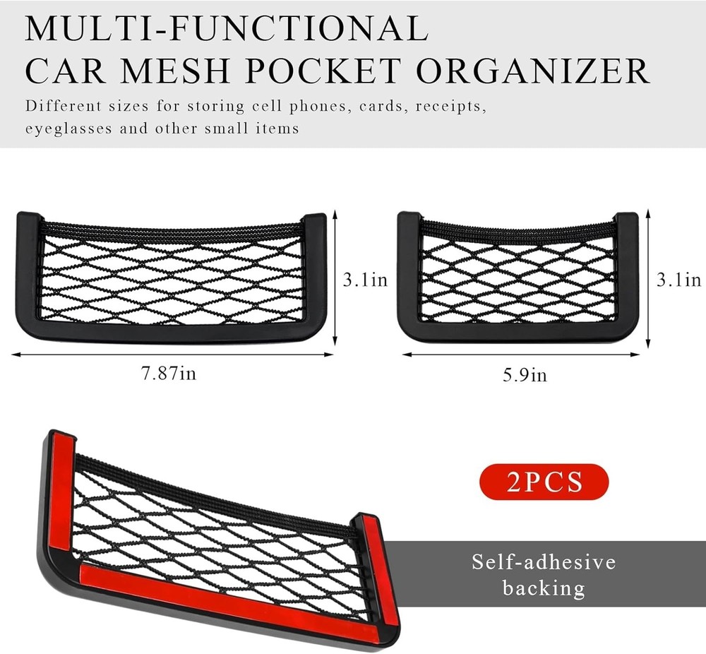 Versatile 2 Pack Car Storage Nets - Organize Your Vehicle Effortlessly