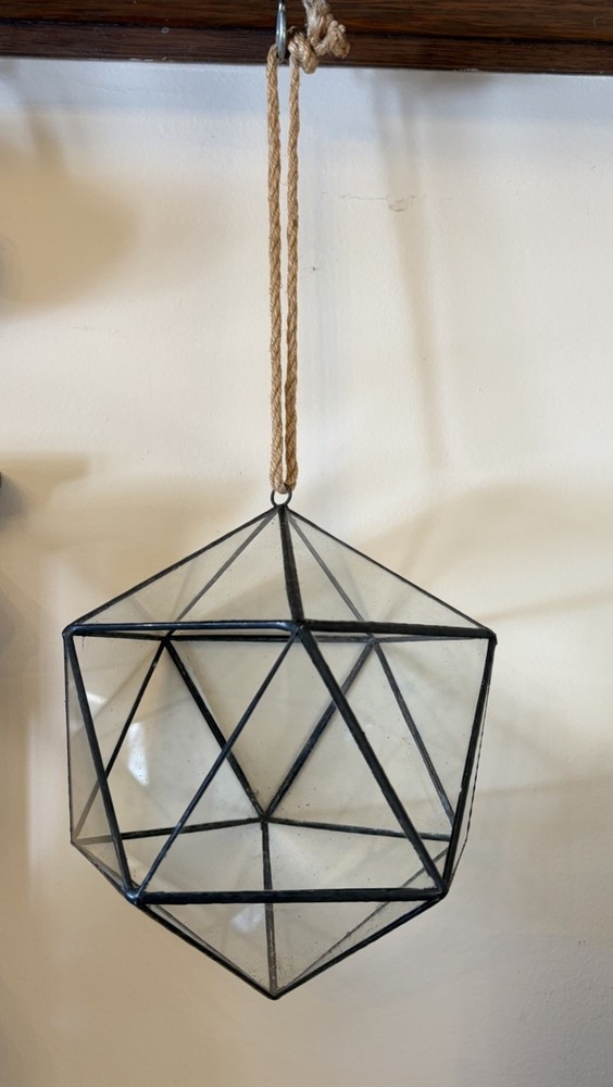 Geometric Hanging Framed Glass Terrarium Planter 20 Sided