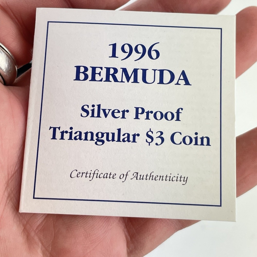 1996 Bermuda Silver Proof Triangular $3 Coin Cased