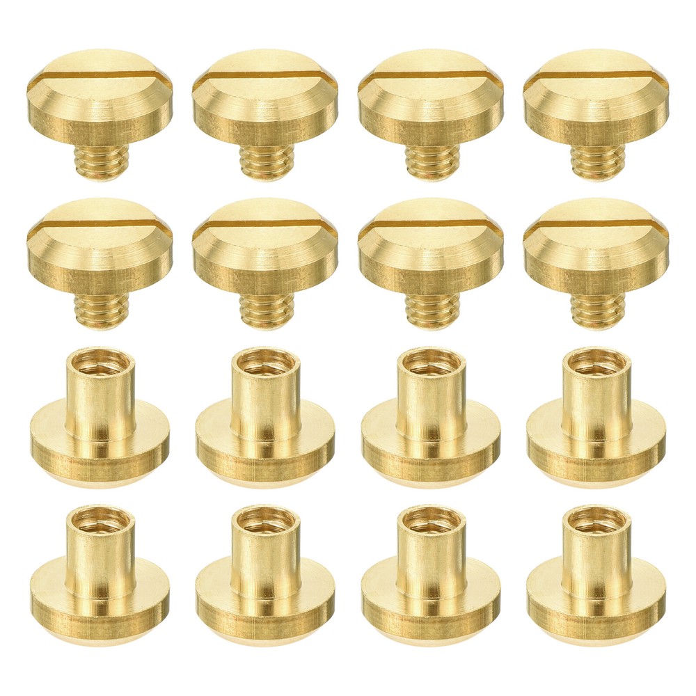 8Pcs Brass Chicago Screw, 5mm Leather Rivets Binding Stud Nail for Belt