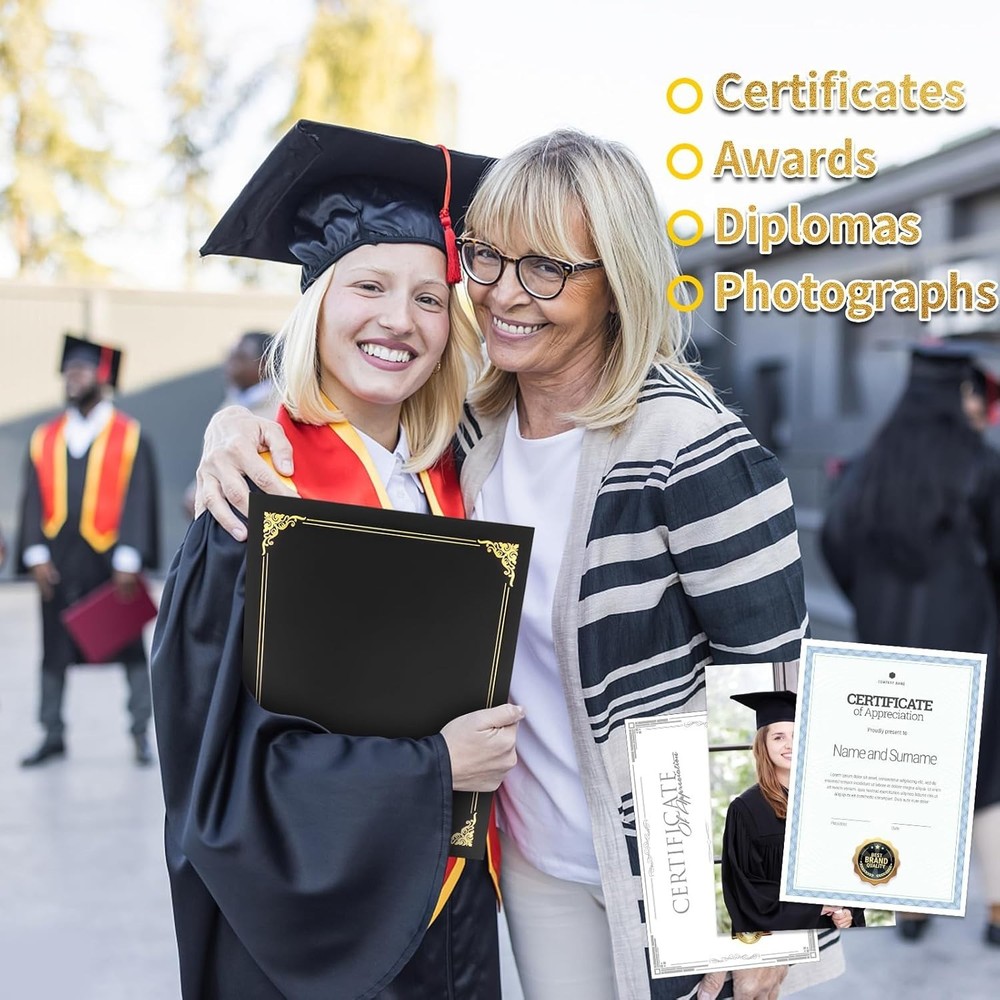 10 Packs Certificate Holders, Black Certificate Covers, Diploma Holders, Cert...