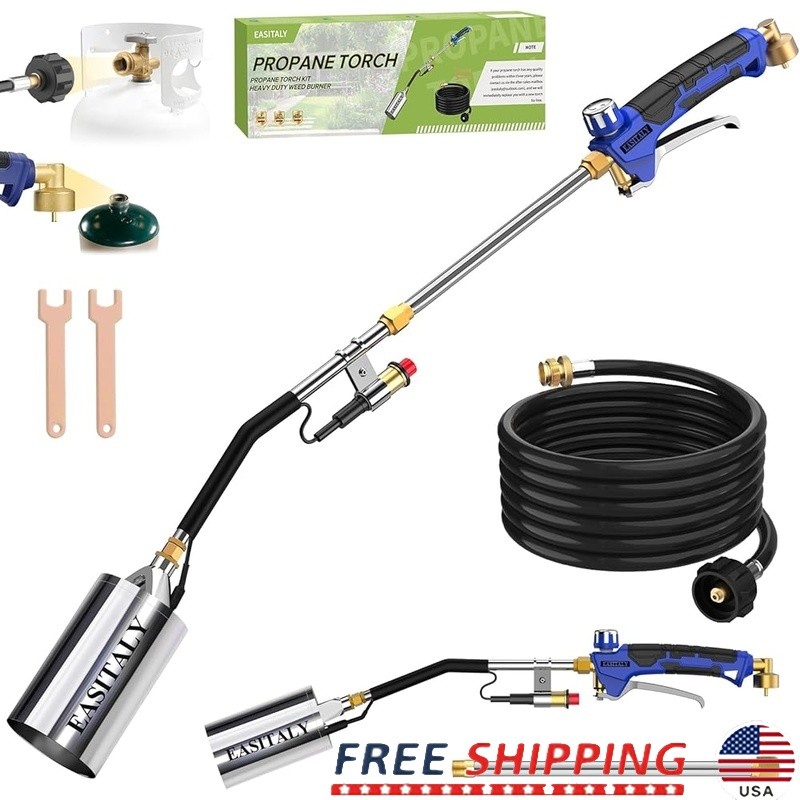 Powerful Propane Torch Dual Mode Adjustable Flame 12.5FT Hose Weeding & Asphalt