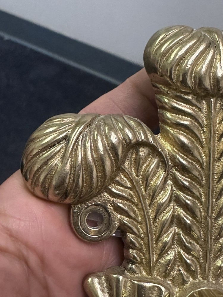 Vintage Solid Brass Plume Intricate Coat Hook