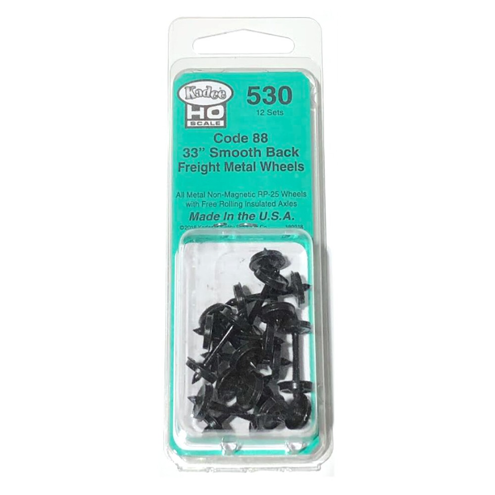 Kadee #530 33" Smooth Back Metal Code 88 Semi-Scale Wheels (12) HO Scale