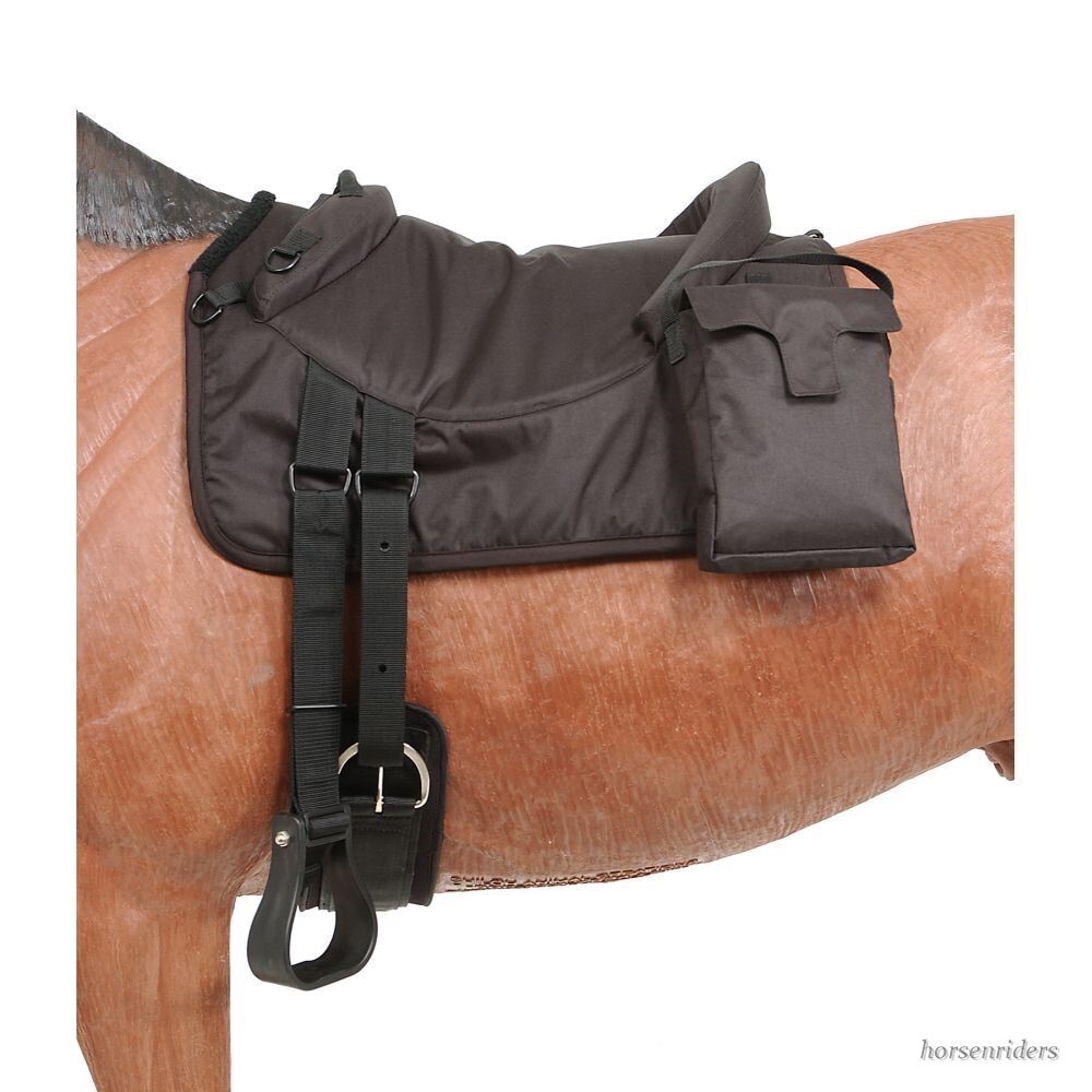 Bareback Riding Pad - Removable Saddle Bags - Black or Brown
