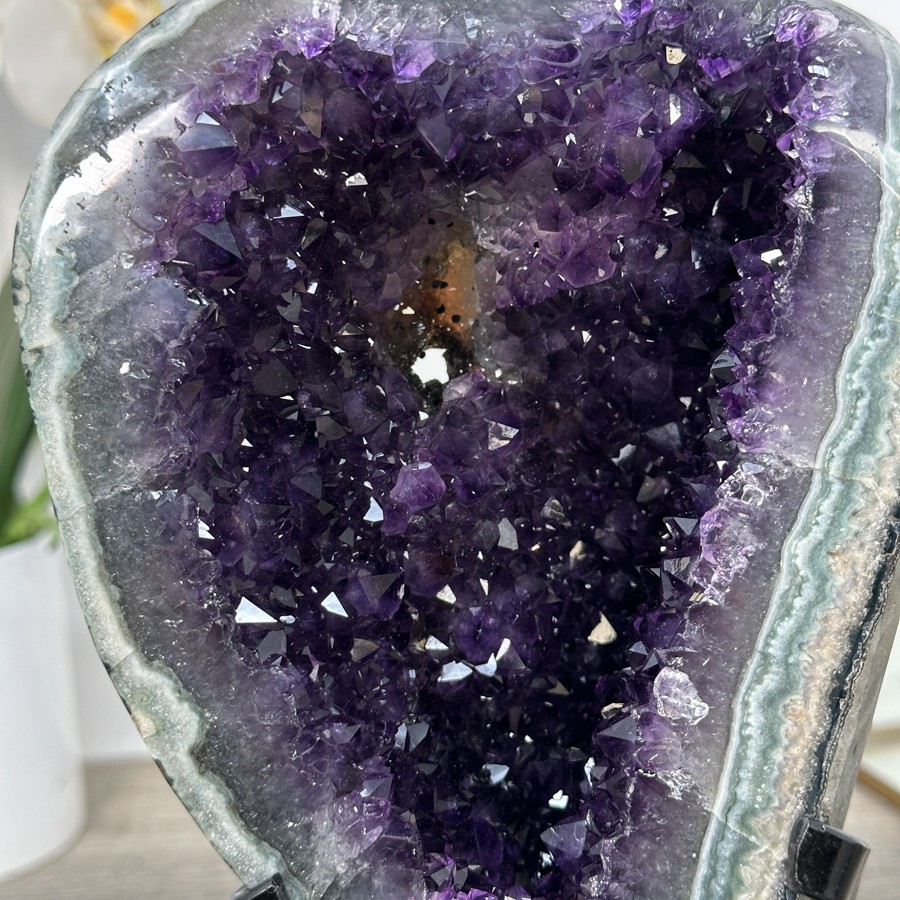 Amethyst Geode with Green Jasper Matrix on Stand. MWS2613
