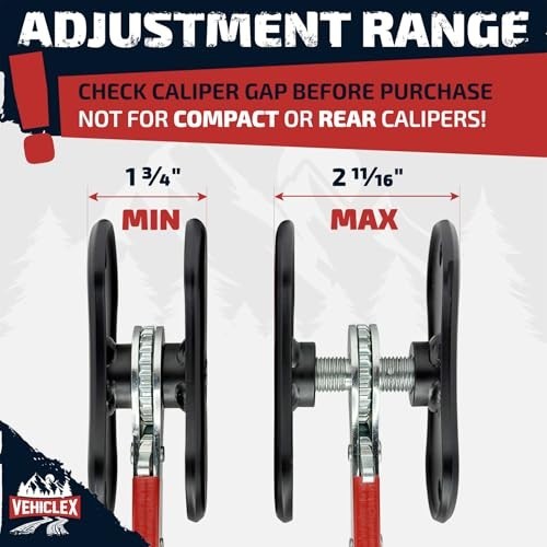 Heavy Duty Brake Caliper Compression Tool - Ratcheting Handle, Piston Spreader f