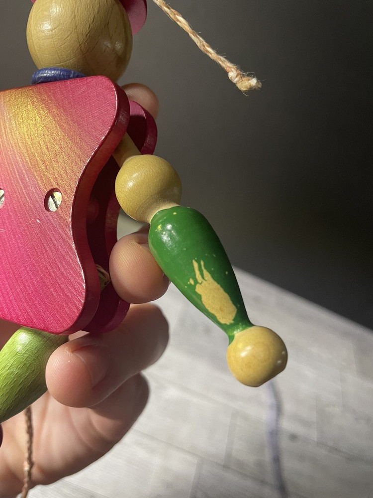 Wooden Jumping Jack Pull String Toy Made in Austria HTF