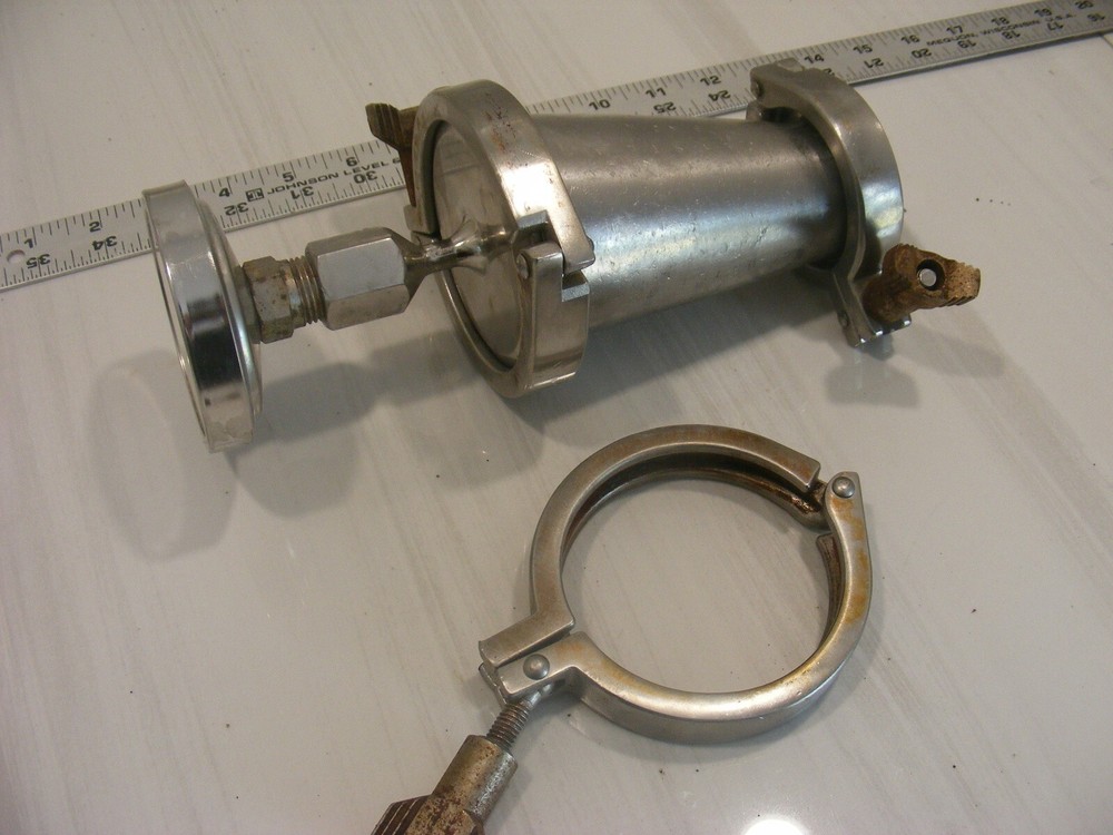 3"X 2" tri clover reducer with inline Thermometer &clamps
