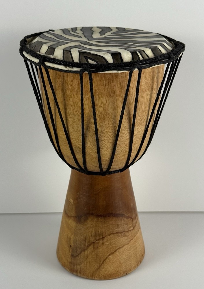 Djembe Drum 10" Tall, 6" Diameter, Zebra Design