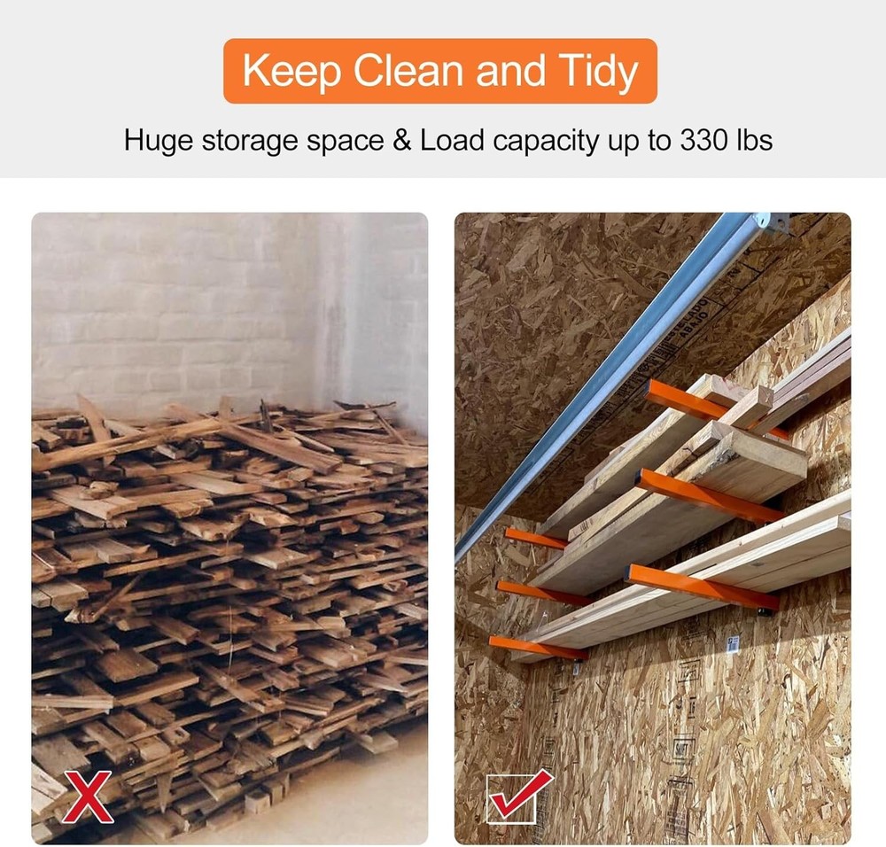 Industrial 3-Tier Wall Shelf for Lumber & Tools - Max 330 lbs, Easy Install