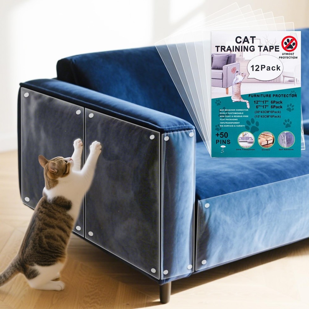 Cat Scratch Furniture Protector, 12-Pack Couch Protector from Cat Claws, Cat ...