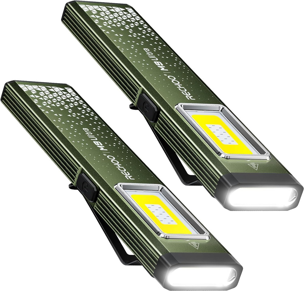 Rechargeable Flashlights High Lumens 2Pack, Magnetic EDC Flashlight with Clip