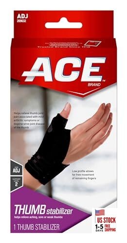 Brand Deluxe Thumb Stabilizer, Adjustable, Black, 1/Pack