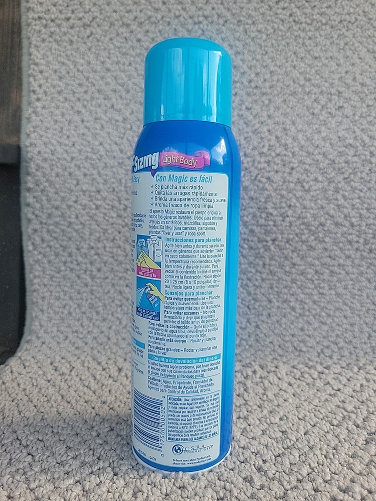 Magic Sizing Fabric Finish Light Body Ironing Spray Fresh Clean Scent Full