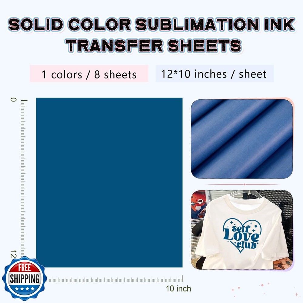 HTVSTD Blue Sublimation Ink Transfer Sheets 8 Sheets 12'' x 10''Navy Blue Sub
