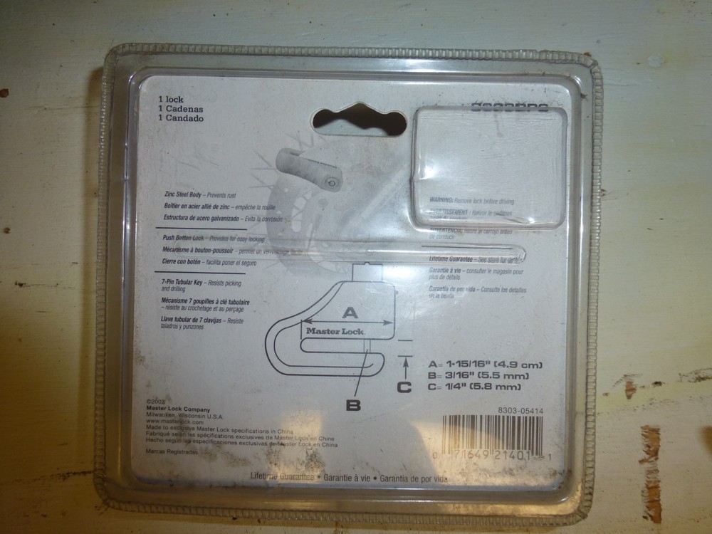 Master Lock Disc Brake Lock Motorcycle 8303DPS