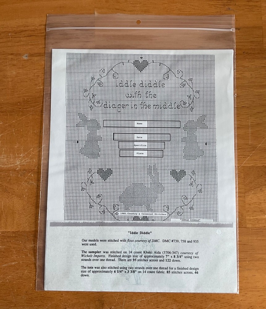 Country & Colonial Stitches “Iddle Diddle” Cross Stitch Pattern NIP