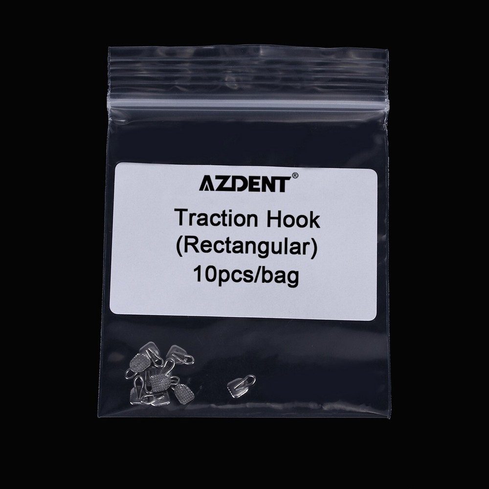 10pcs Orthodontic Lingual Buttons With Traction Hook Dental Rectangular AZDENT
