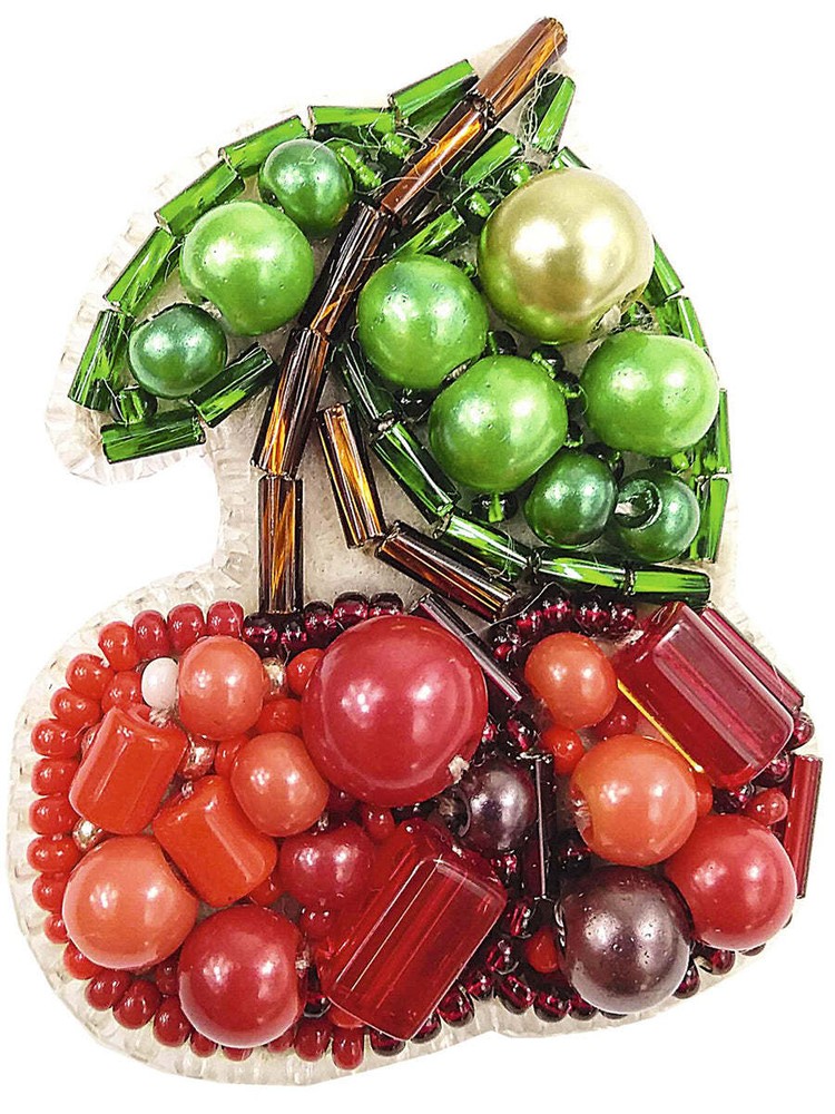 Crystal Art Beadwork kit for creating brooch BP-243C Cherry