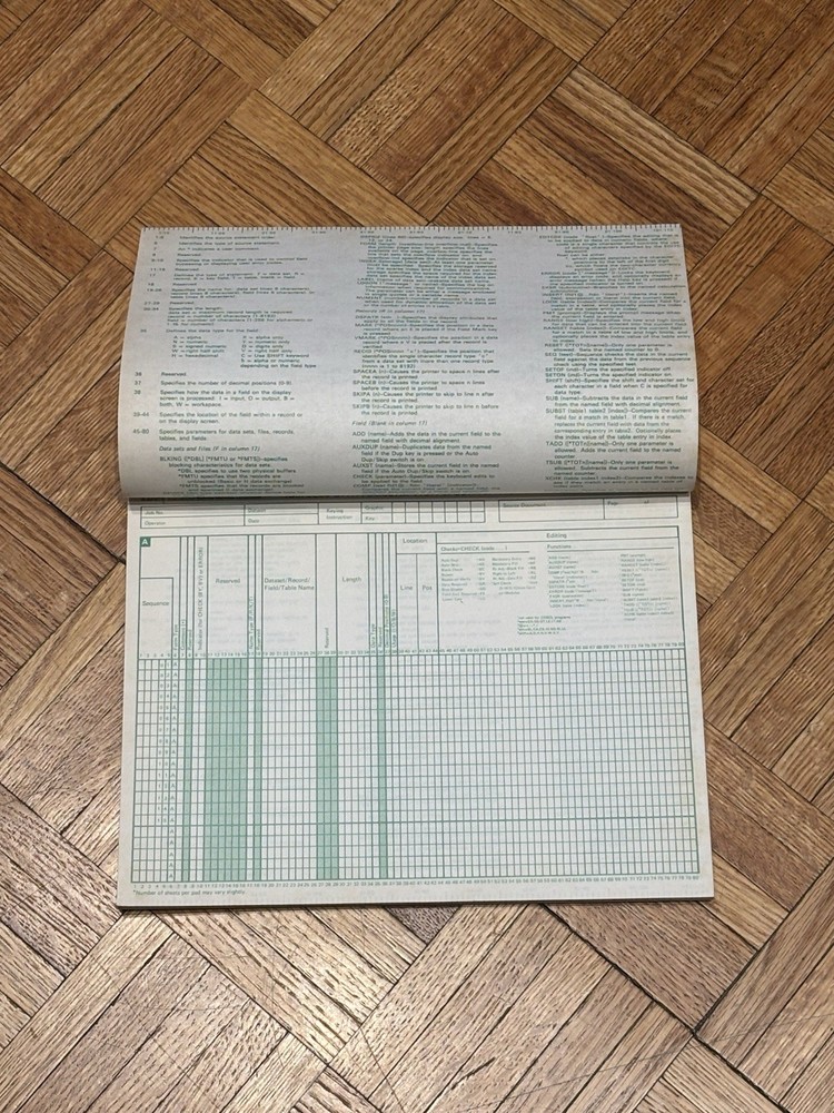 Vintage IBM 5280 Data Description Specification Sheets - UNUSED BOOK