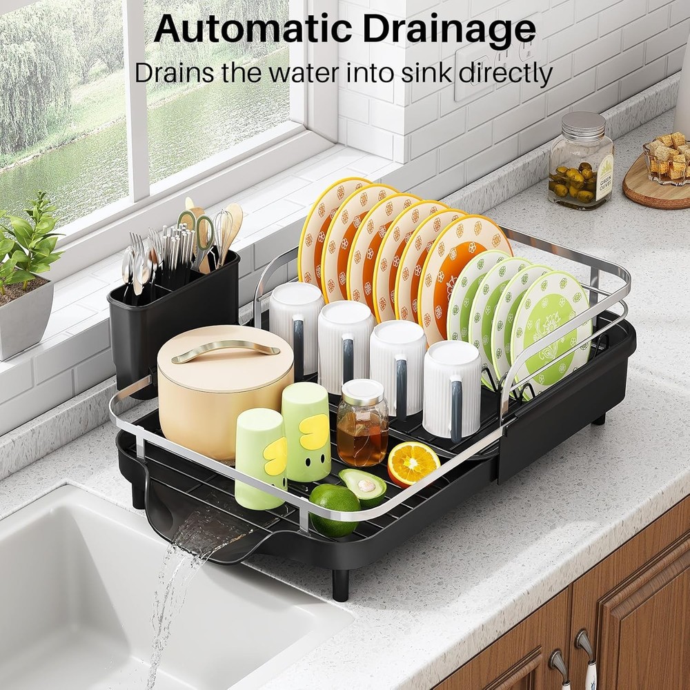 Dish Drying Rack Expandable Dish Rack Kitchen Counter Rust-Resistant Dish