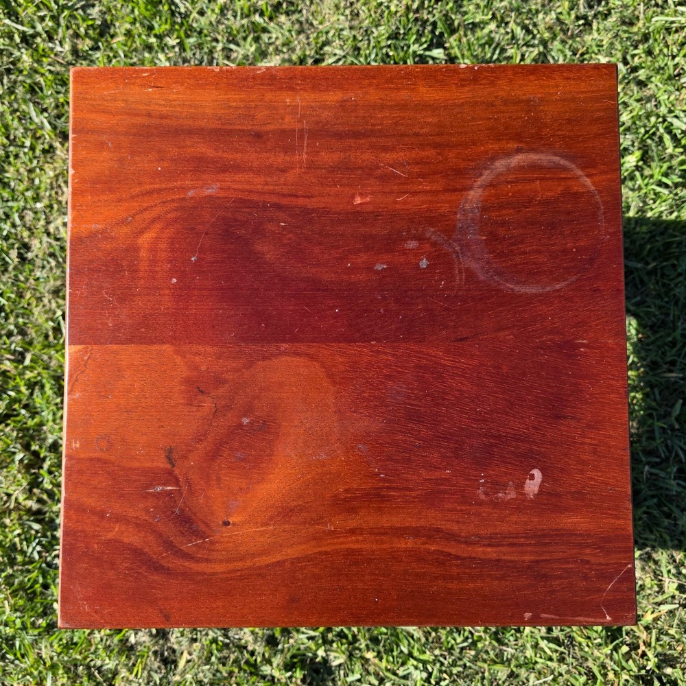 Vintage Solid Mahogany Cube Side Table/Stool -Minimalist Modern Design 16" x 16"