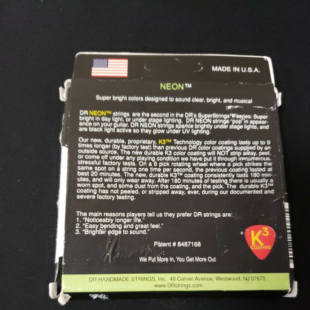 DR Strings NGE-10 Coated Nickel Electric Guitar Strings, Medium 2 Strings New