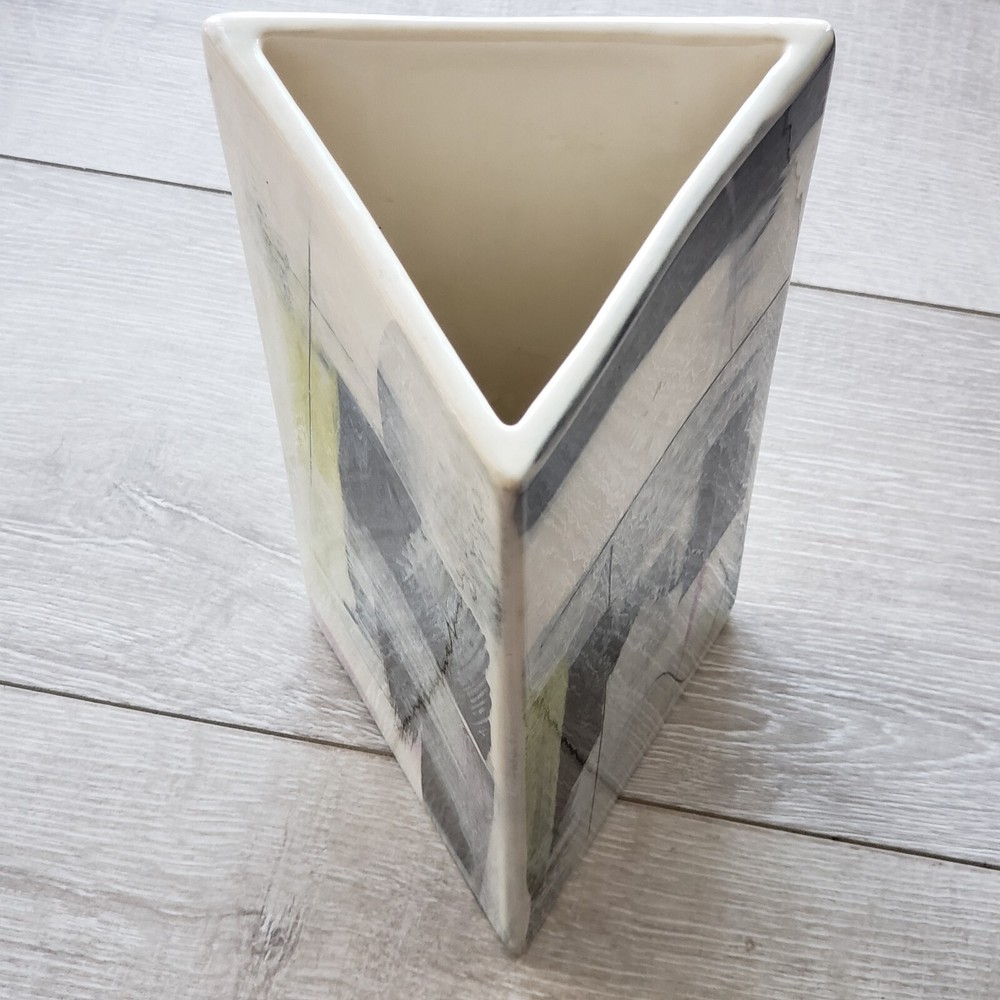 Abstract Art Vase Porcelain Triangular Signed Studio Piece