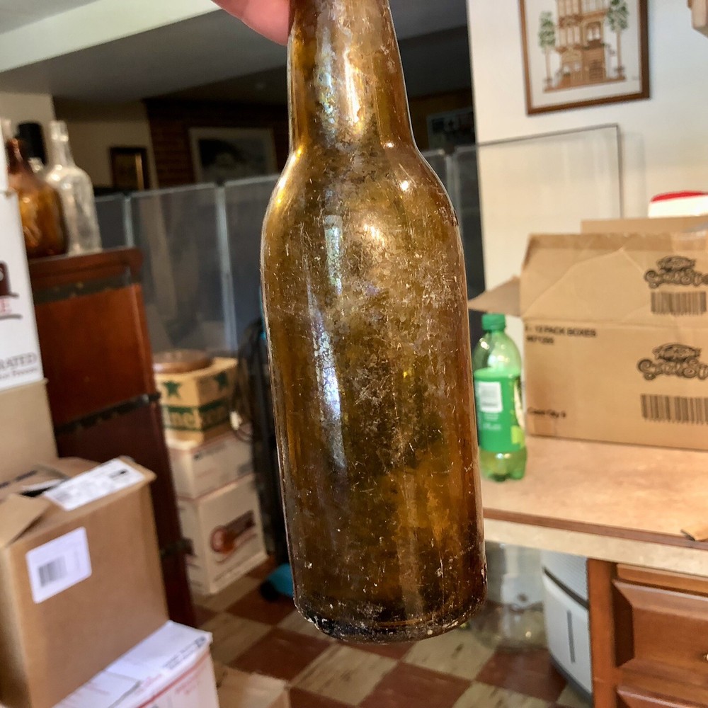 2 Diff Emb Pre-Pro Baltimore MD Beer Bottles Fred Bauernschmidt GBS Aqua & Amber