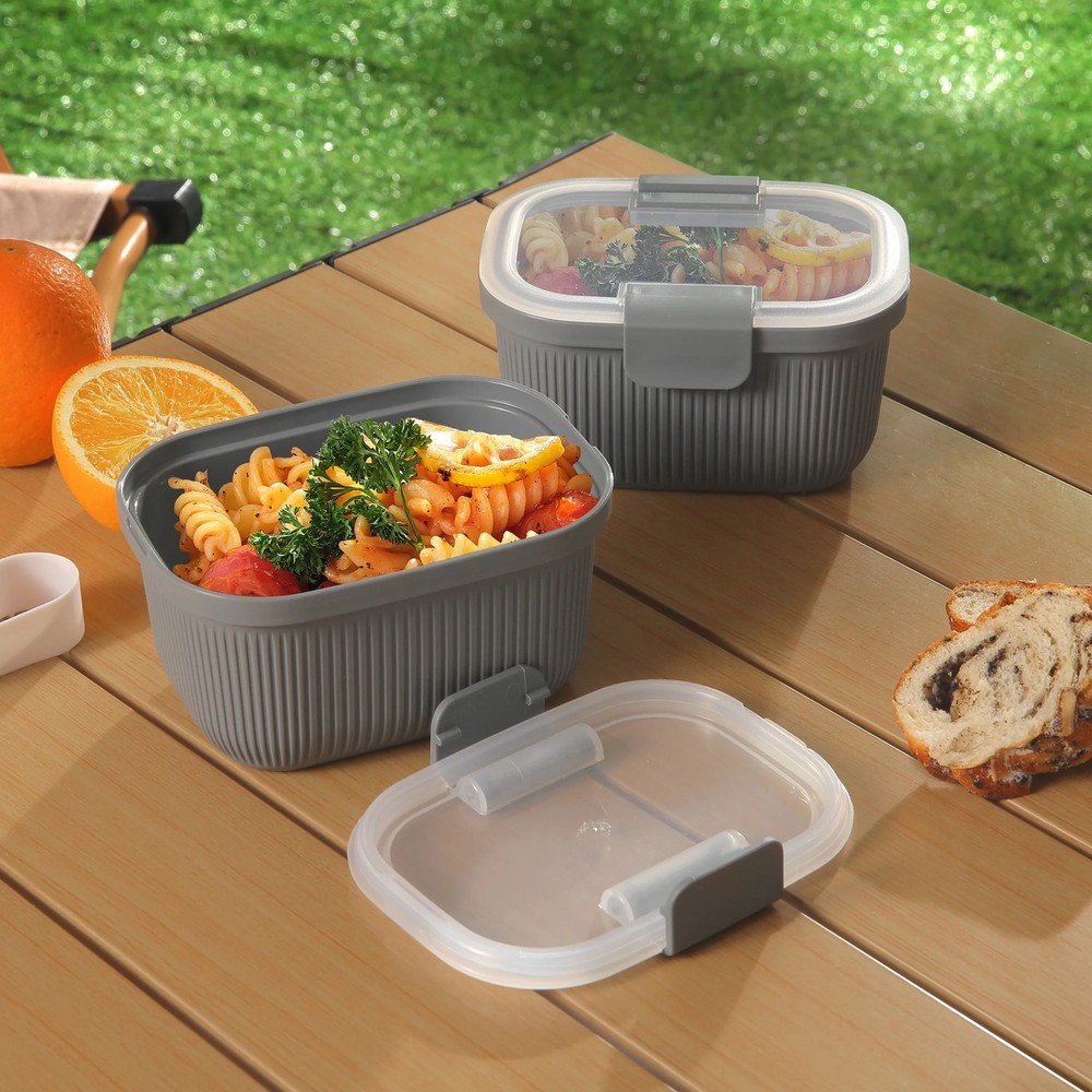 Mainstays Grey Rectangle Bento Snack Container, 19oz