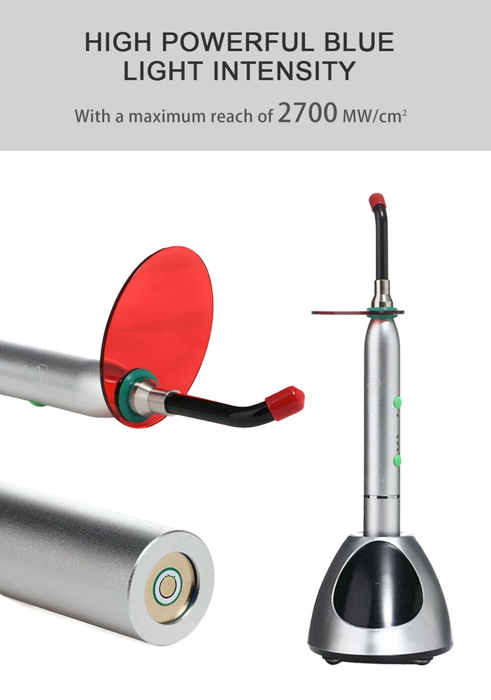 Dental Wireless 10W LED Resin Curing Light 2000mw/cm2 Quick Solidify Silver US