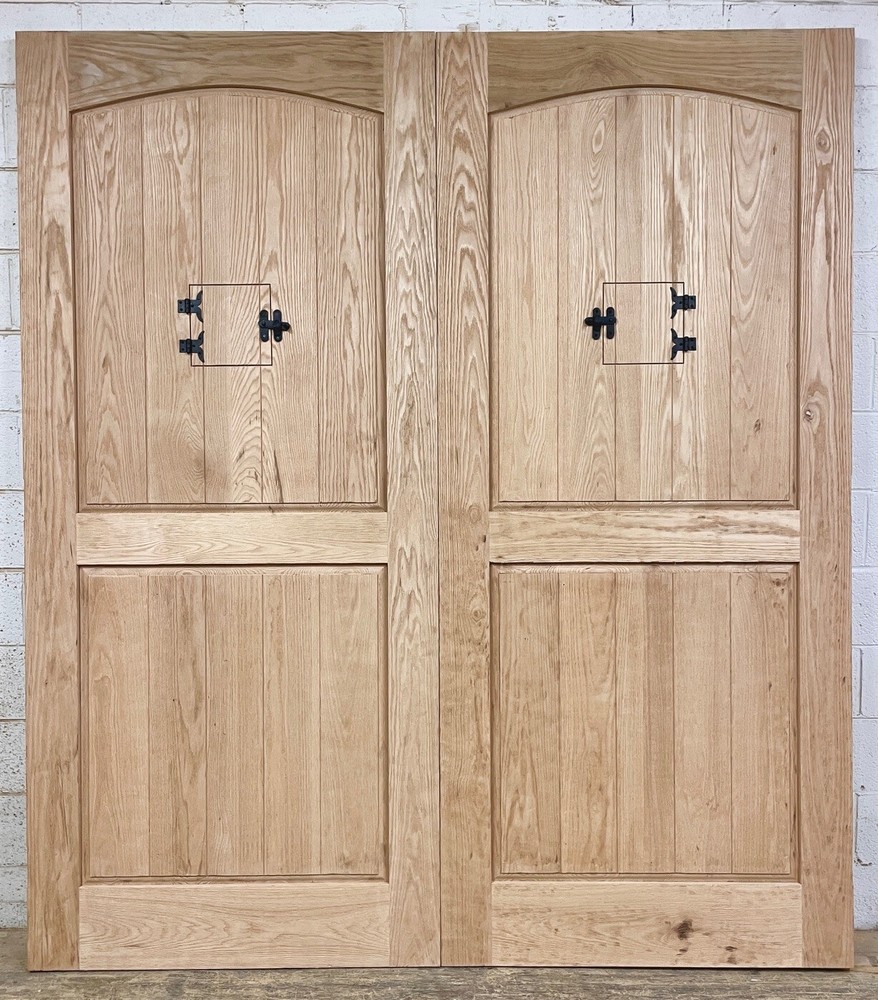 Rustic solid oak Double Door speakeasy jamb/trim/threshold wrought iron strong