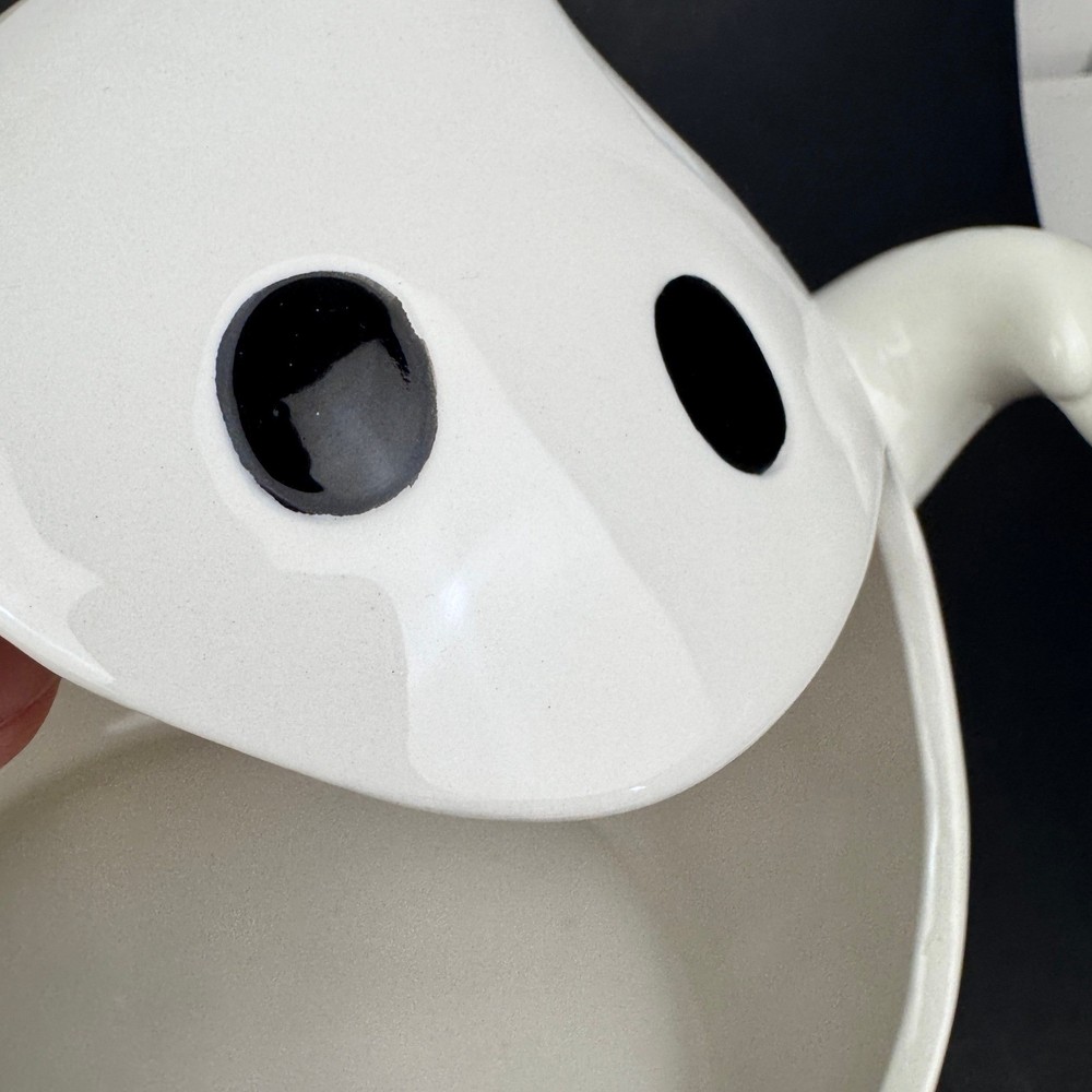 Ceramic White Ghost Halloween Candy Dish Bowl Open Mouth Arlington Designs