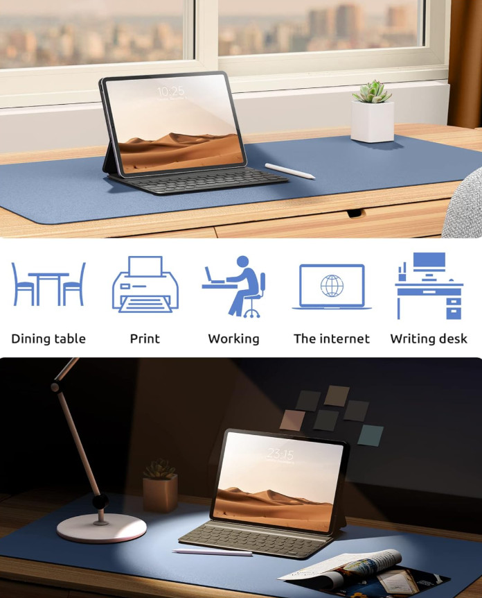 YSAGi Leather Desk Protector, Office Mat ( Blue)