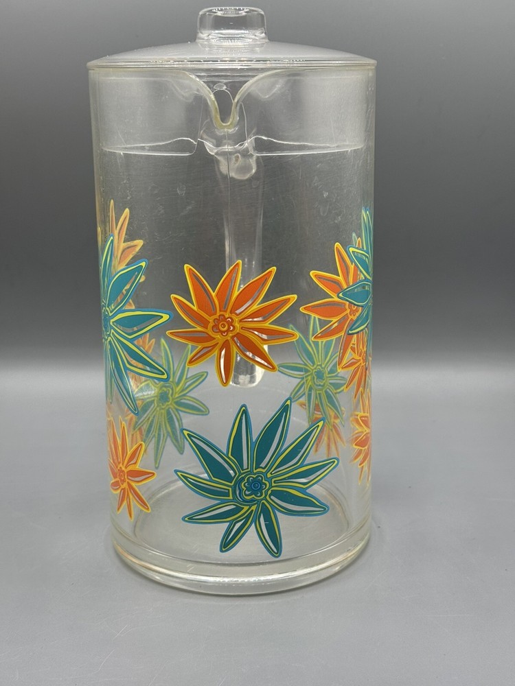 Vintage MCM Plastic Floral Pitcher