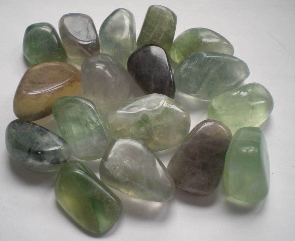 Fluorite - 1 Pound - 17 Large Tumbled Stones rt44